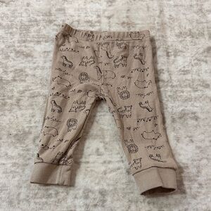 Rae Dunn Tan Baby Pants with Animal Sketches